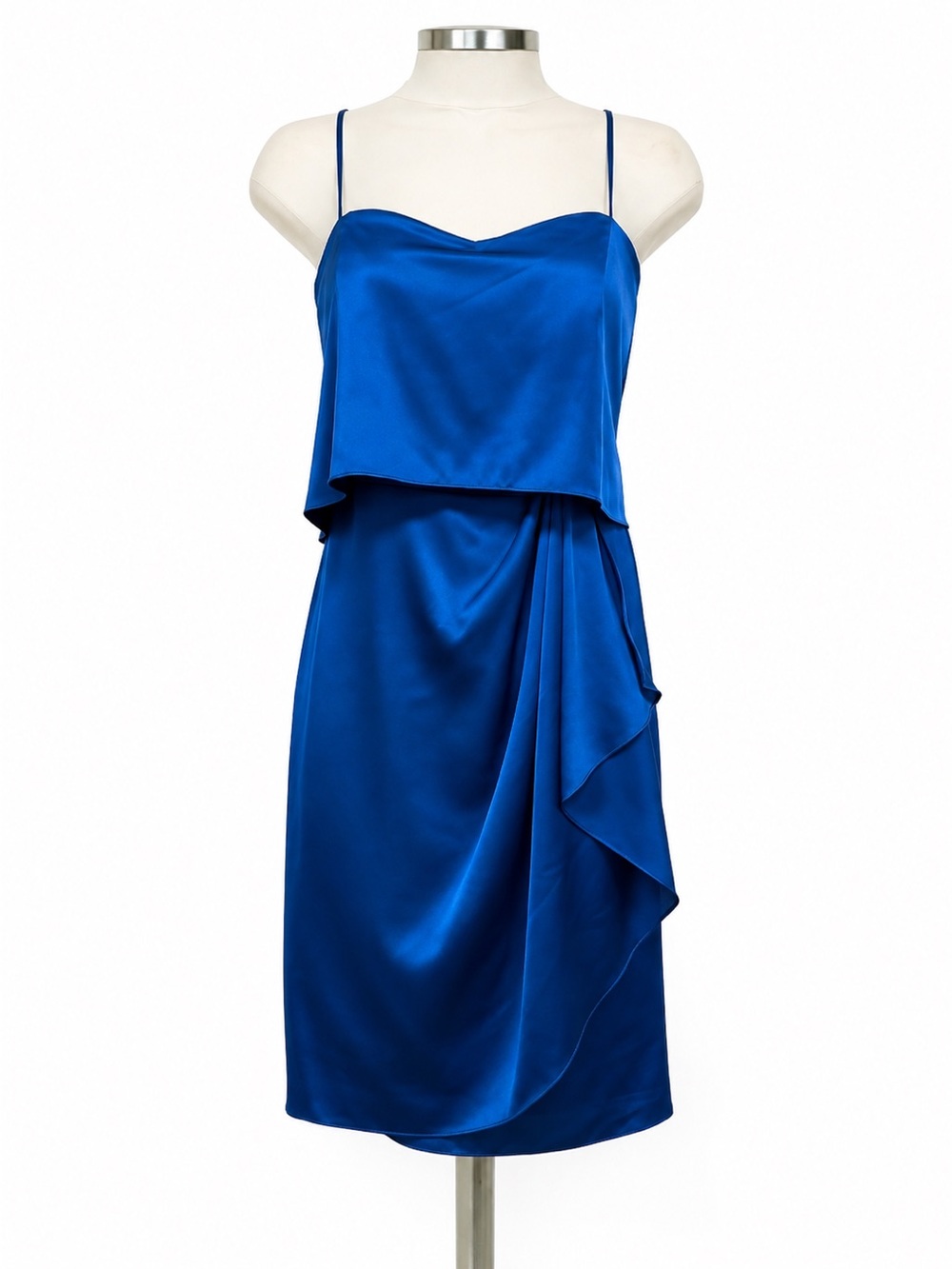 Max & Cleo Navy Blue Satin Cocktail Dress Size 12 Women’s Semi-Formal Mini Dress